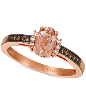 image of Le Vian Peach Morganite (1/2 ct. t.w.) & Diamond (1/10 ct. t.w.) Ring in 14k Rose Gold