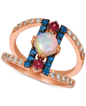 image of Le Vian Multi-Gemstone (7/8 ct. t.w.) & Nude Diamonds (1/3 ct. t.w.) Statement Ring in 14k Rose Gold