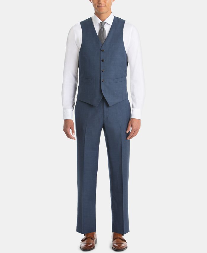Lauren Ralph Lauren Men's UltraFlex ClassicFit Blue Sharkskin Wool