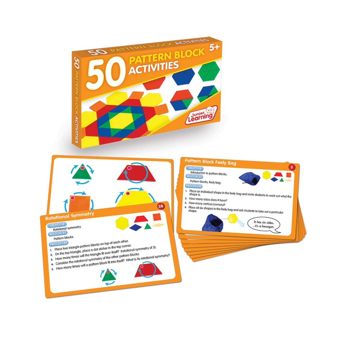 Junior Learning 50 Pattern Block Activities Learning Set In Multi