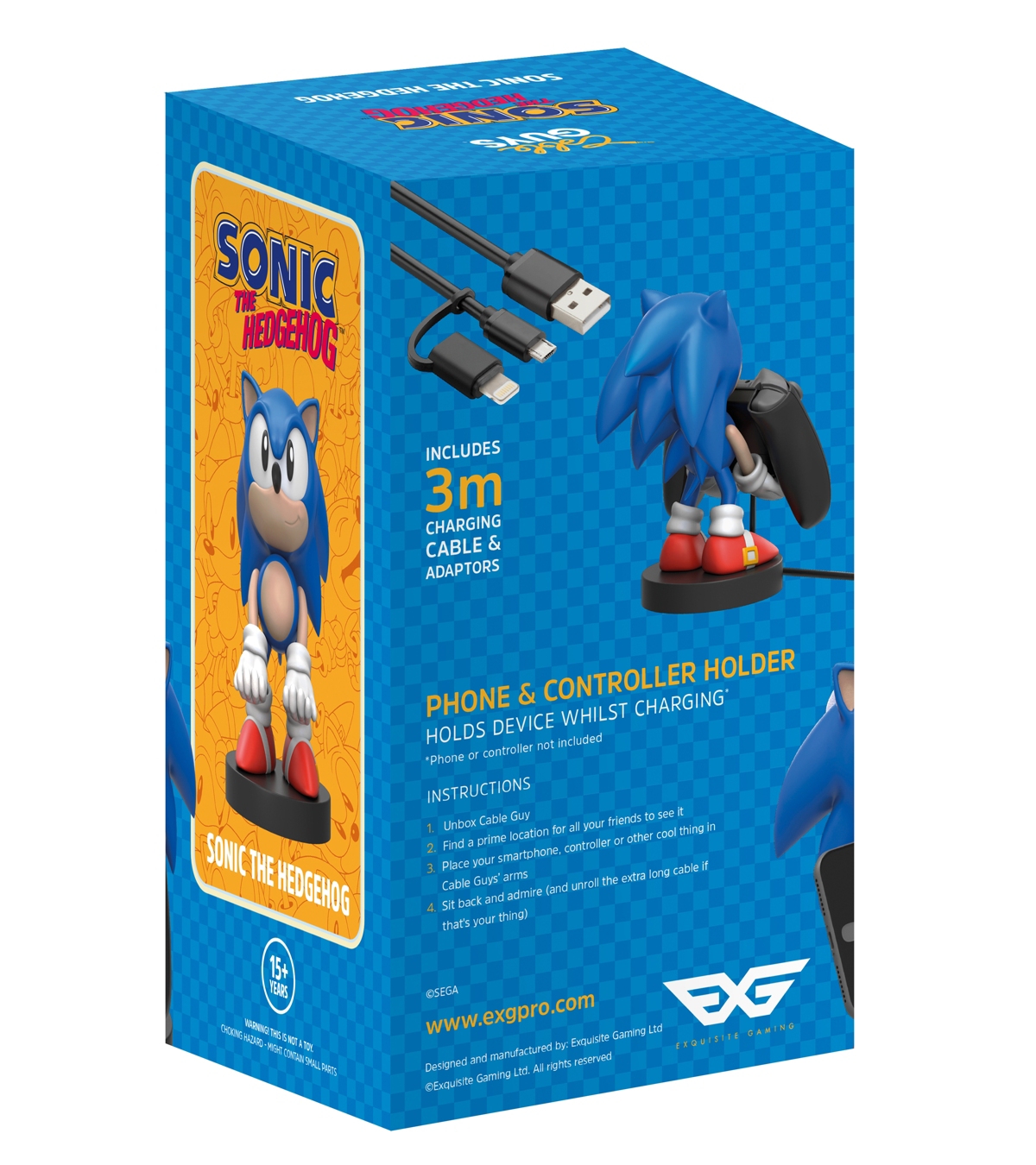 Exquisite Gaming Cable Guy Controller and Phone Holder Classic Sega Sonic