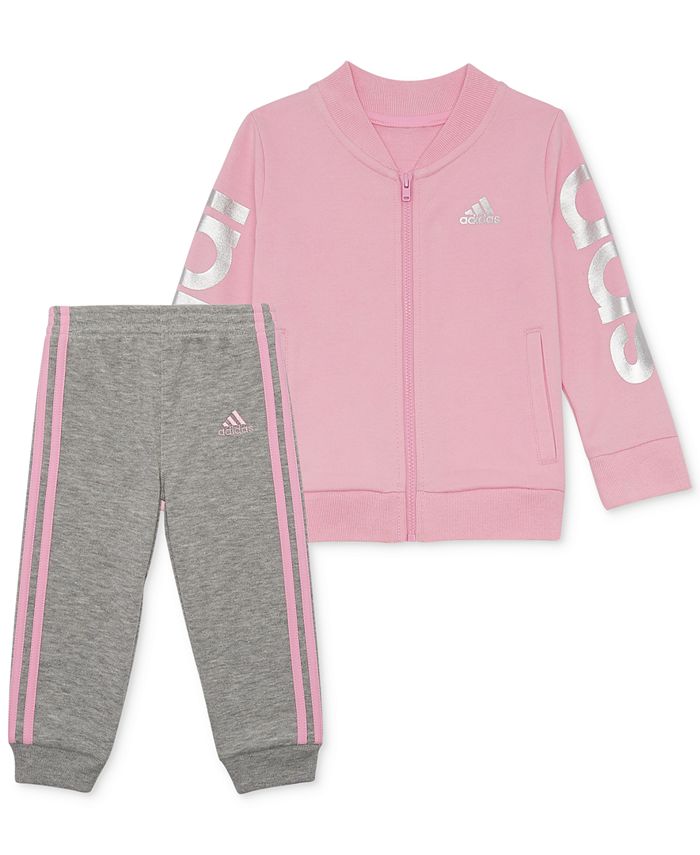 adidas Little Girls 2-Pc. Cotton Jacket & Jogger Pants Set - Macy's