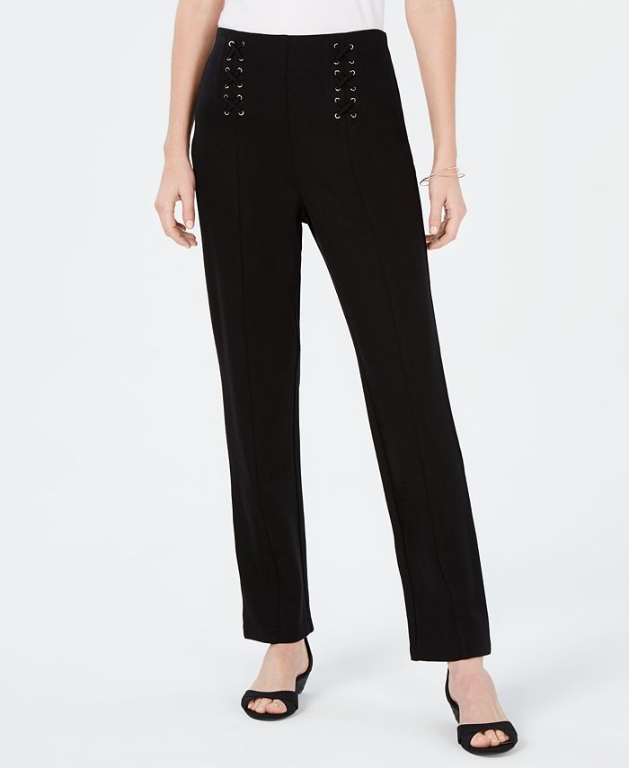 JM Collection Lace-Up Straight-Leg Pants, Created for Macy's & Reviews ...