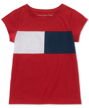 Tommy Hilfiger Little Girls Pieced Logo T-Shirt