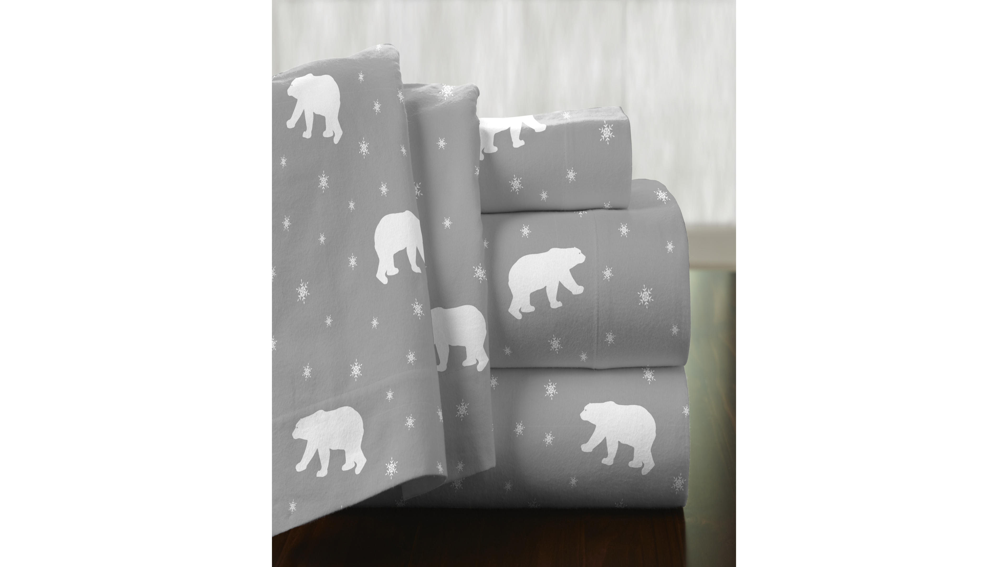 Pointehaven Polar Bear Superior Weight Cotton Flannel Sheet Set, California King