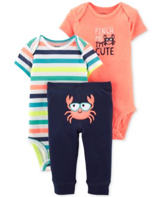 Carter's - Baby Boys 3-Pc. Crab Bodysuits & Pants Set