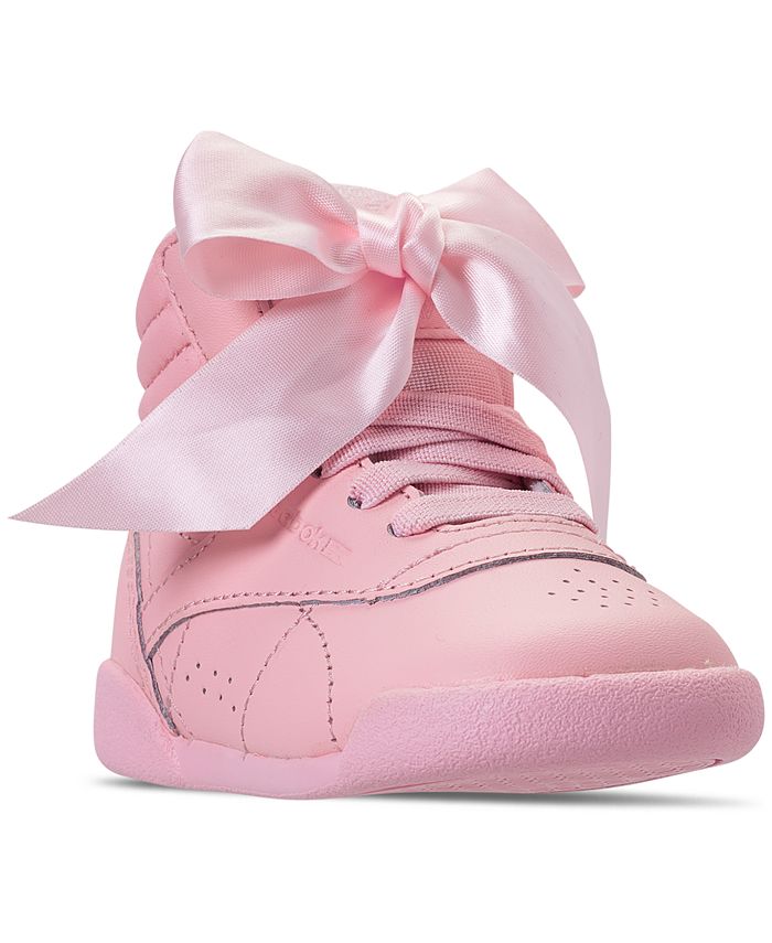 Reebok Toddler Girls' Freestyle High Top Satin Bow Casual Sneakers