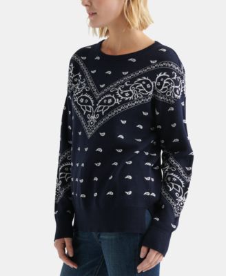 Lucky Brand Cotton Bandana-Print Sweater