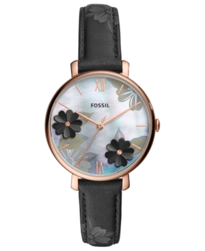 image of Fossil Women-s Jacqueline Black Leather Strap Watch 36mm
