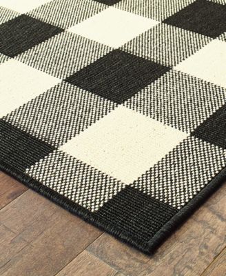 Marina 1932K Black/Ivory 5'3" x 7'6" Indoor/Outdoor Area Rug