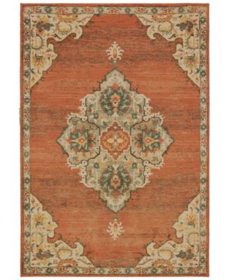 Oriental Weavers - Toscana 9568B Orange/Gray 7'10" x 10'10" Area Rug
