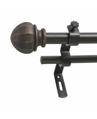 Montevilla 5/8-Inch Facet Ball Double Telescoping Curtain Rod Set, 48 to 86-Inch, Vintage Bronze