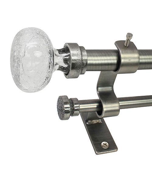 Decopolitan 3 4 Inch Crackle Glass Knob Telescoping Double Curtain