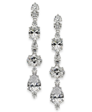 image of Eliot Danori Silver-Tone Crystal Linear Earrings, Created for Macy-s