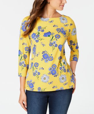 Charter Club - Floral-Print Boat-Neck Top