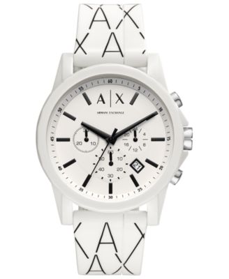 A|X Armani Exchange - Men's Chronograph Black & White Silicone Strap Watch 44mm