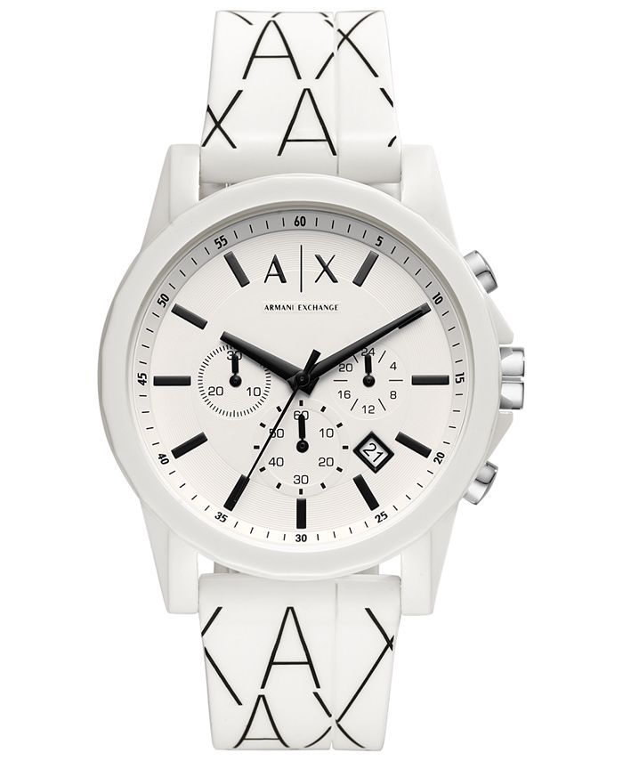 A|X Armani Exchange Men's Chronograph Black & White Silicone Strap ...