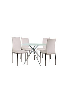 Square 36" Bistro Dining Table with Leatherette Chair Collection Set of 5 Pieces