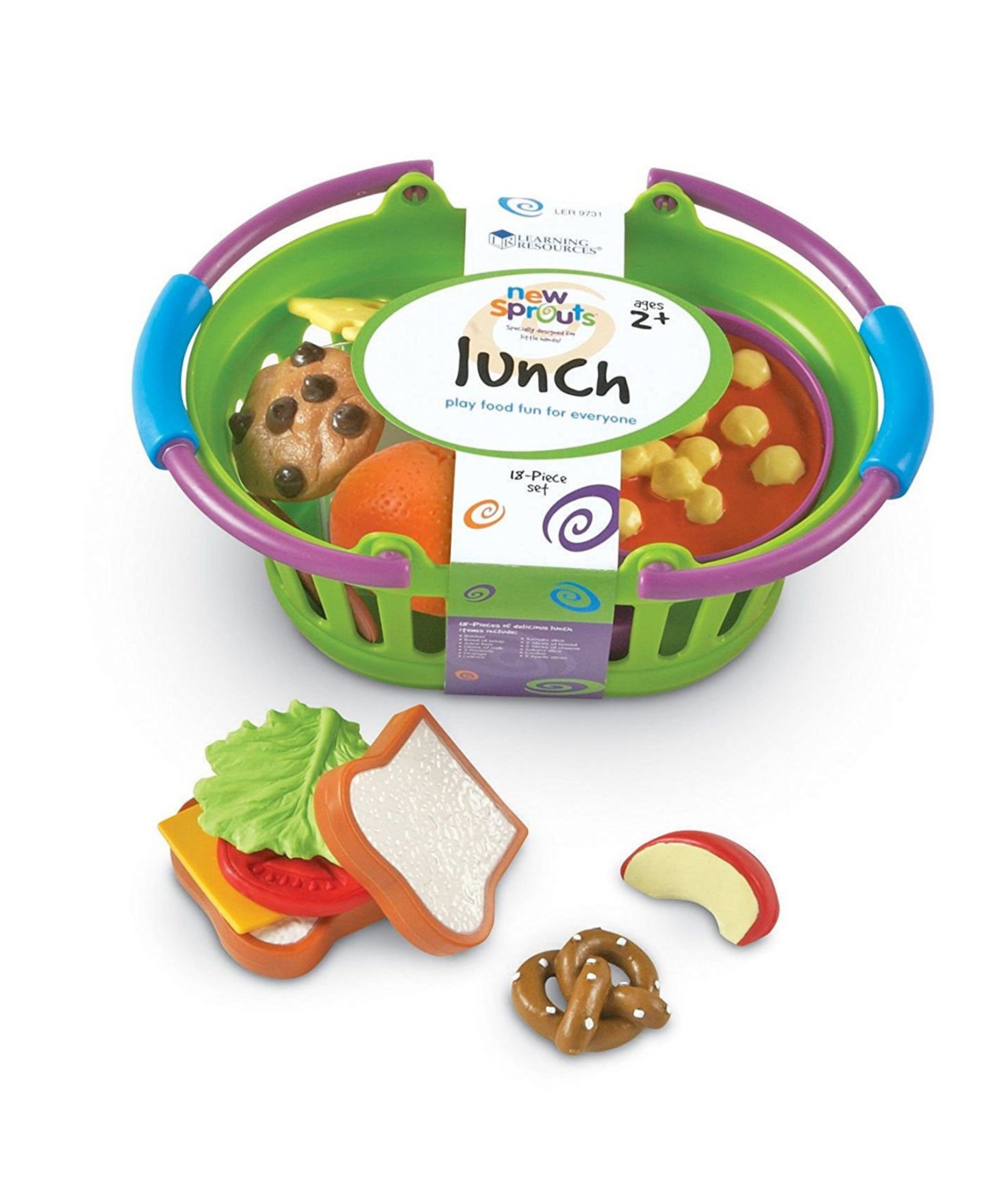 Детские игрушки Areyougame New Sprouts Play Food Lunch Basket, 18-Piece Set, Ages 2+ — фото 3