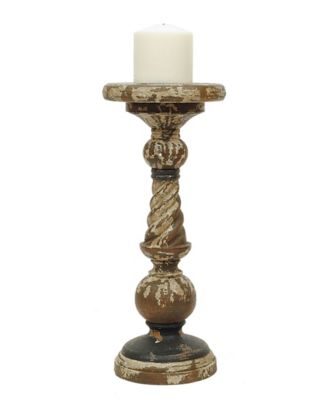 wood pillar candle holders