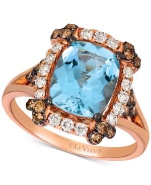 image of Le Vian Aquamarine (2-1/5 ct. t.w.) & Diamond (5/8 ct. t.w.) Ring in 14k Rose Gold