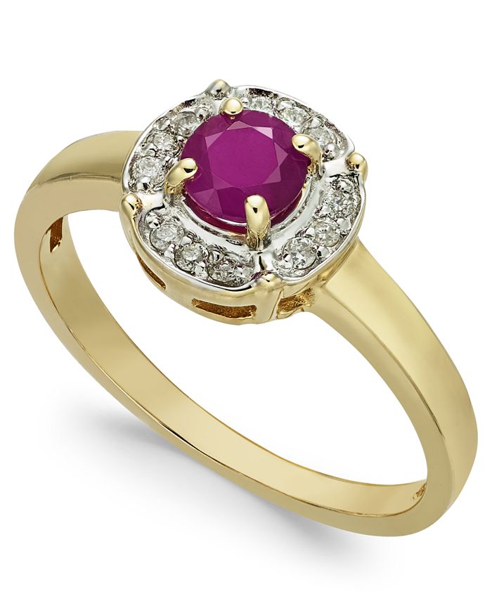 Macy's Ruby (1/2 ct. t.w.) & Diamond (1/10 ct. t.w.) Ring in 10k Gold ...