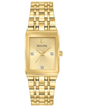 image of Bulova Women-s Futuro Diamond-Accent Gold-Tone Stainless Steel Bracelet Watch 20.5x31.5mm