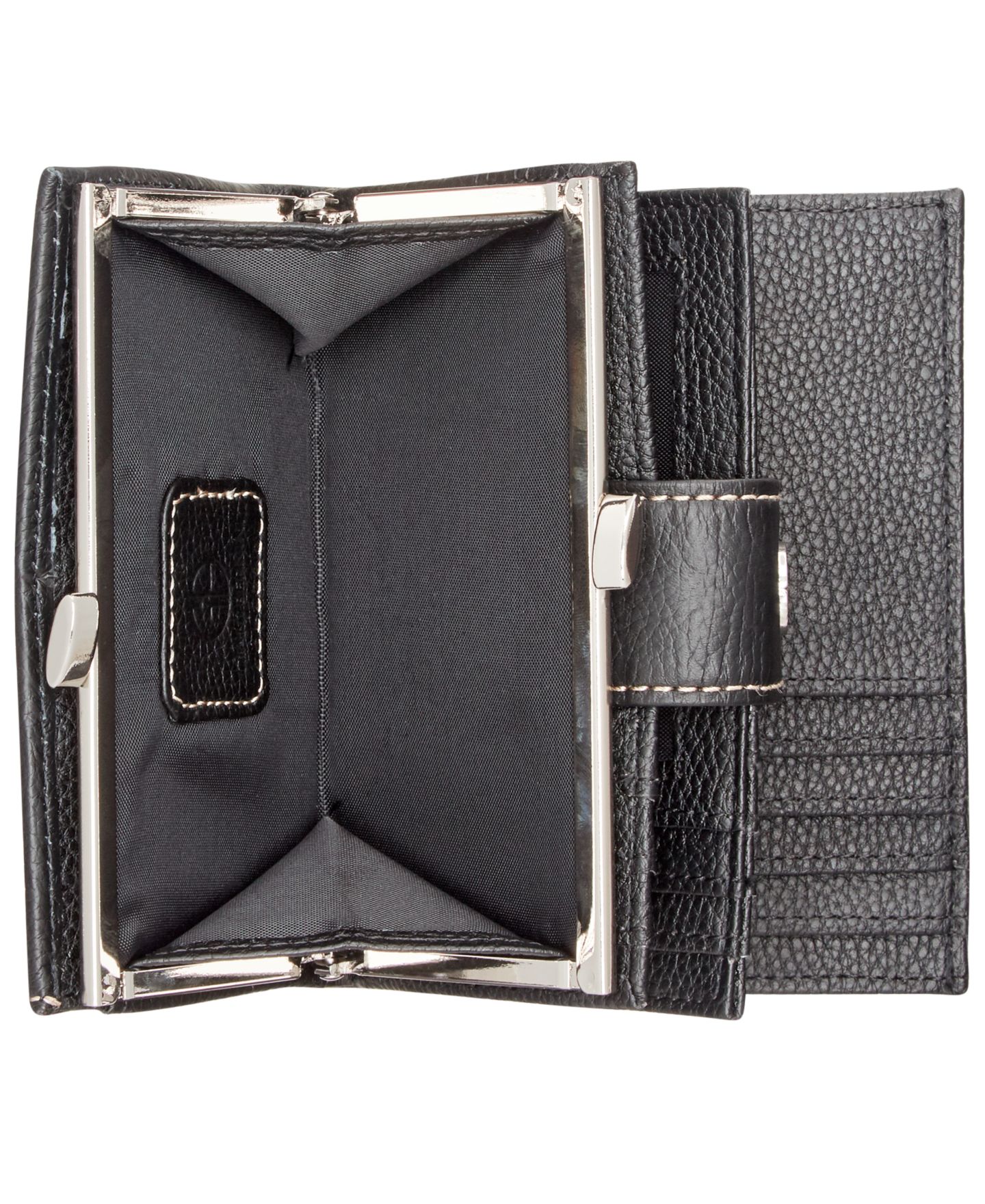 Женский кошелёк Giani Bernini Framed Indexer Leather Wallet, цвет: Чёрный / Серебряный — фото 6