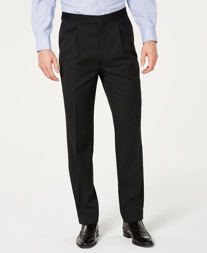 Kenneth Cole Unlisted Black Solid Pleated Slim-Fit Dress Pants - Macy's