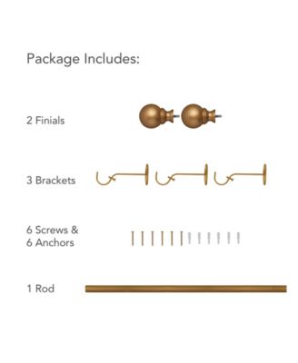 Elrene Home Fashions Cordelia 1" Diameter Adjustable Curtain Rod Set with Globe Ball Finials