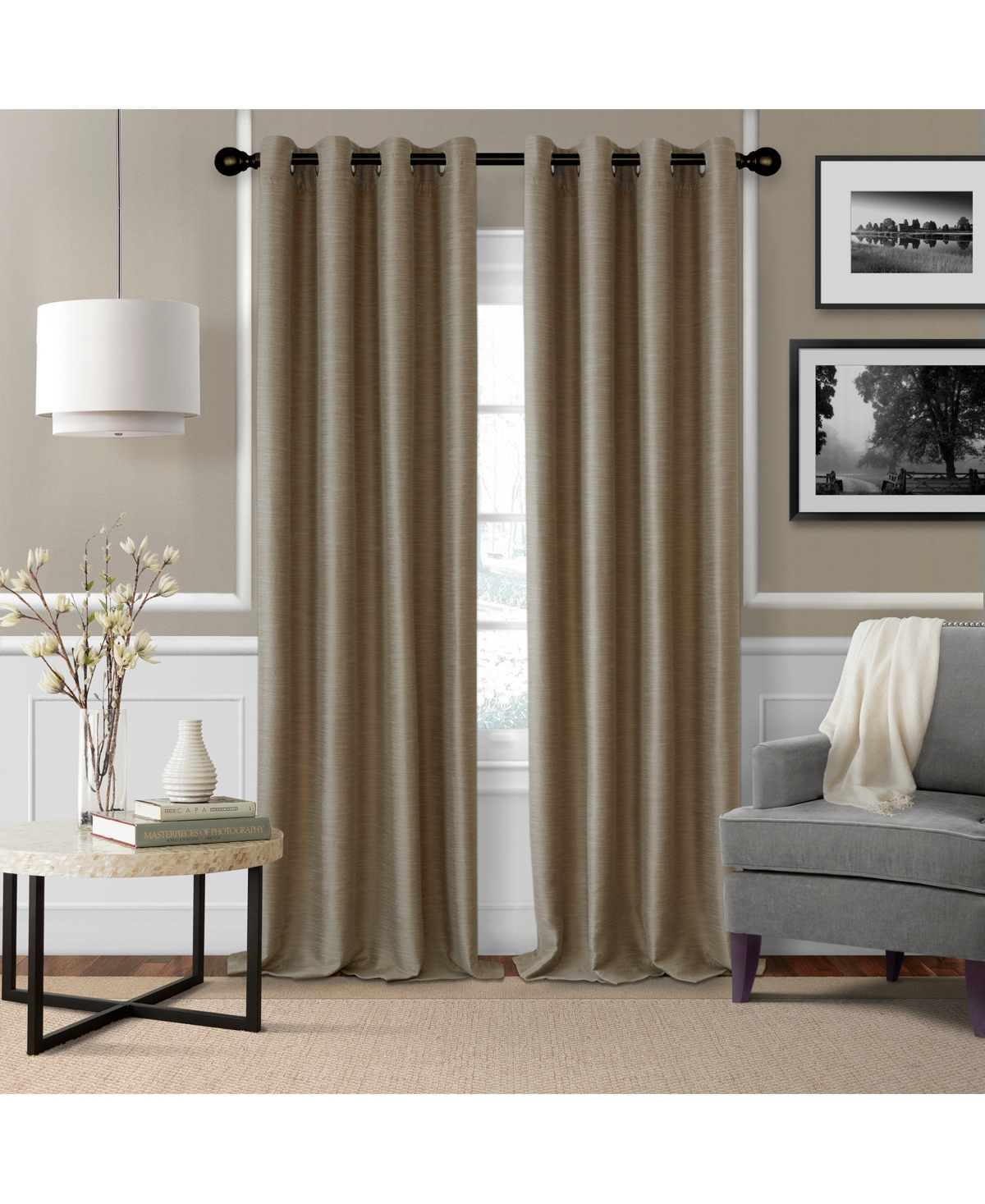 Elrene Home Fashions Cordelia 1" Diameter Adjustable Curtain Rod Set with Globe Ball Finials
