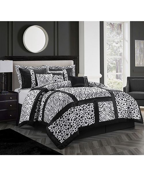 Nanshing Amazon 7 Piece Comforter Set Black White Queen