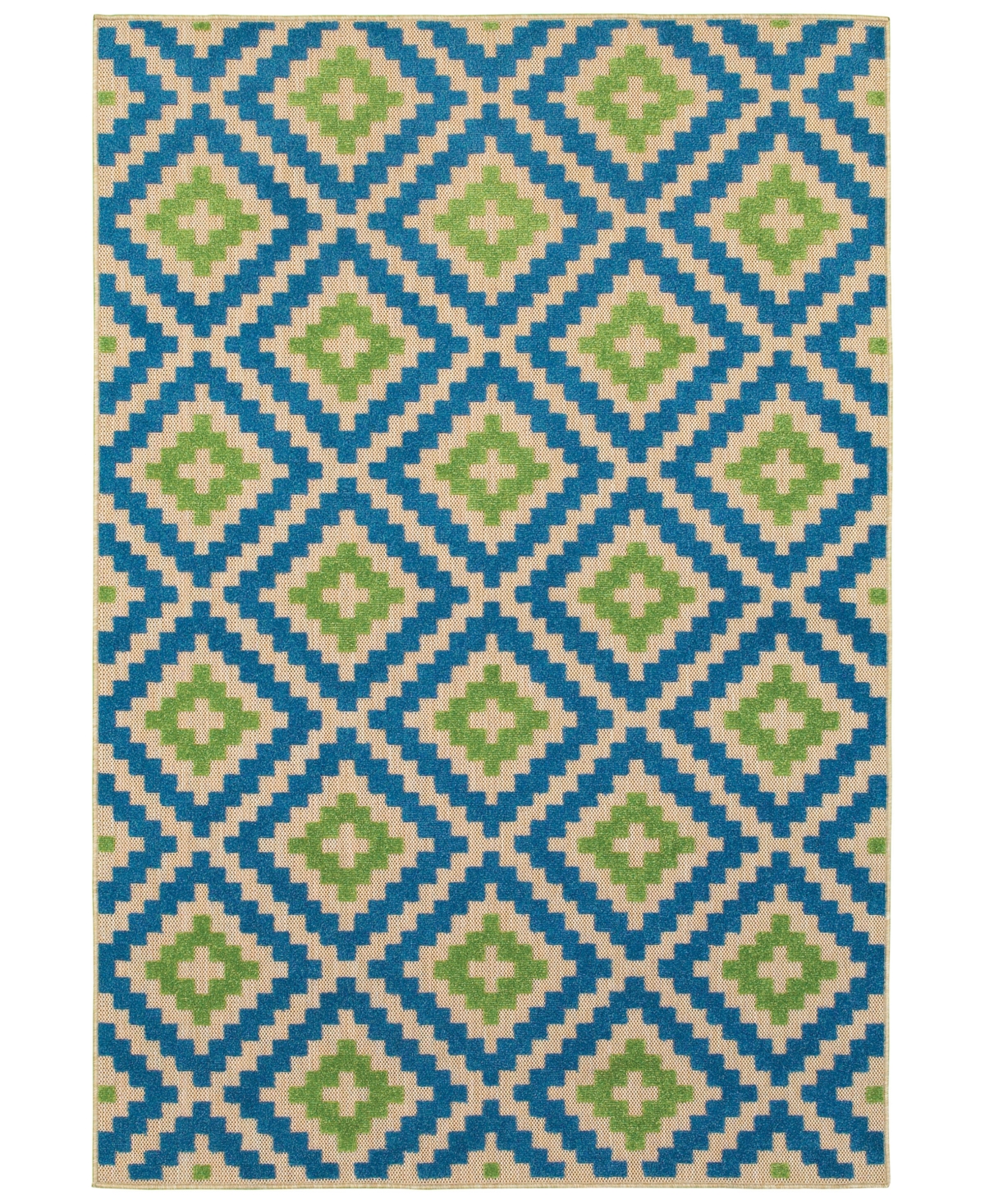 Oriental Weavers Cayman 2063Z Sand/Blue 7'10in x 10'10in Indoor/Outdoor Area Rug - Sand/Blue
