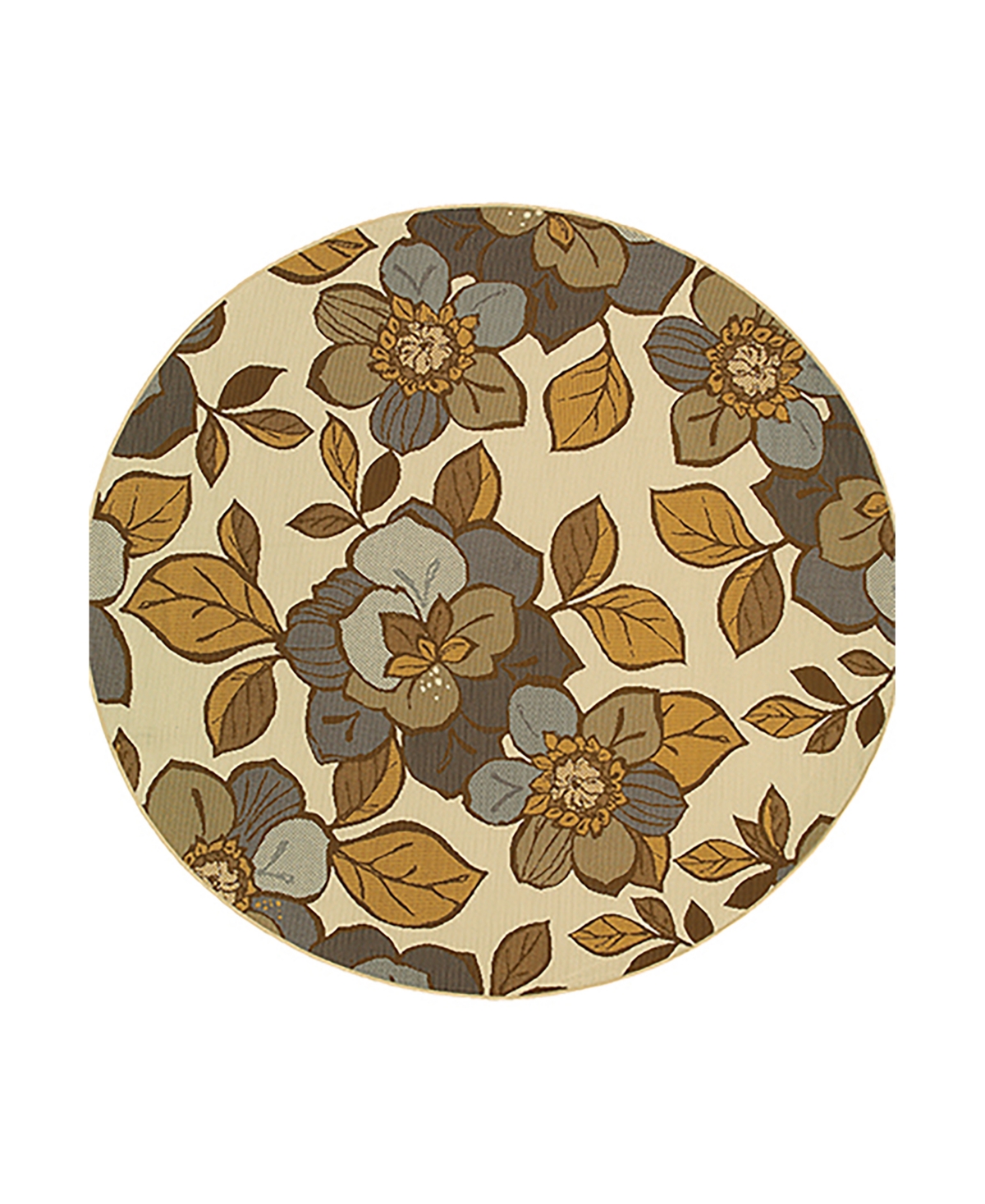 Oriental Weavers Bali 9448M Ivory/Gray 7'10in x 7'10in Indoor/Outdoor Runner Area Rug - Ivory/Grey