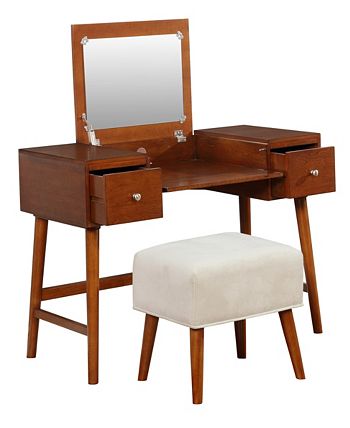 Linon Home Décor Viola Vanity Set with Bench and Mirror - Macy's