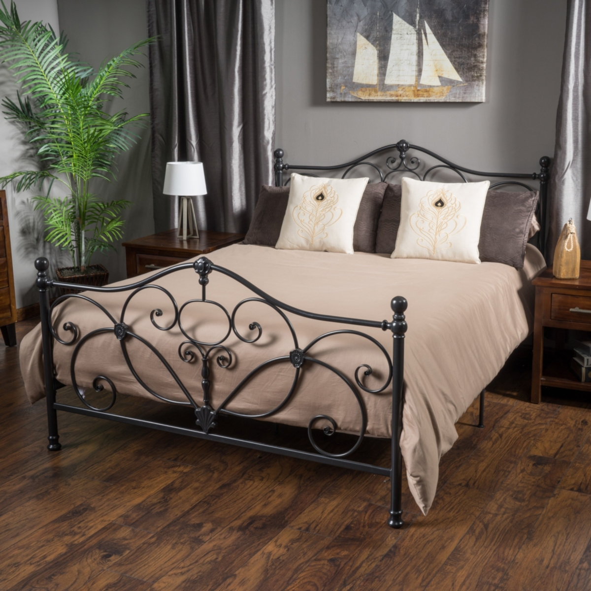 Noble House Cedric King Bed In Charcoal