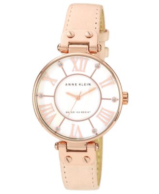 Anne Klein - Watch, Women's Peach Leather Strap 34mm 10-9918RGLP