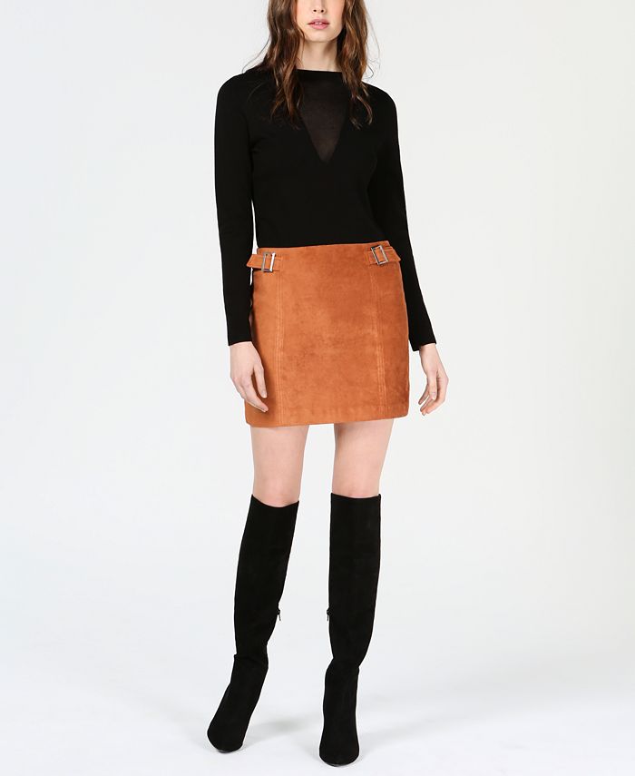 Bar III Faux-Suede Mini Skirt, Created for Macy's & Reviews - Skirts ...