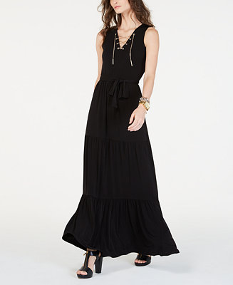 Michael Kors Chain Lace-Up Maxi Dress, In Regular & Petite Sizes - Macy's