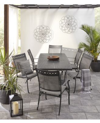 Vintage II Outdoor Cast Aluminum 7-Pc. Dining Set (72" x 38" Table & 6 Sling Dining Chairs), Created for Macy's