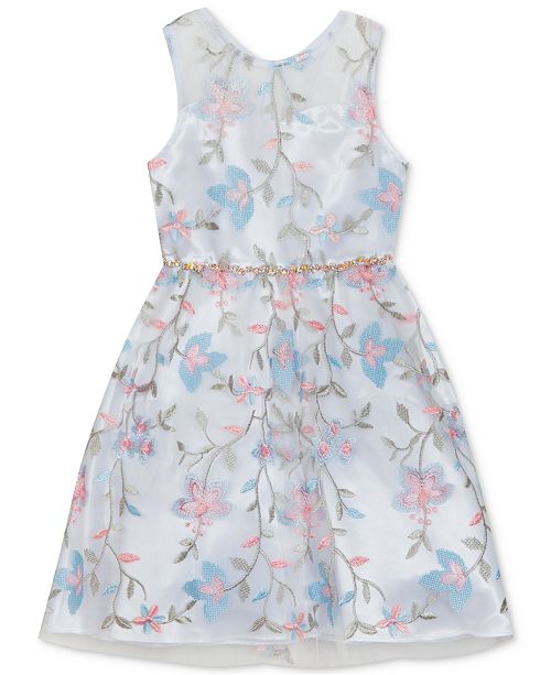 Rare Editions Big Girls Floral Embroidered Dress, Created for Macy's & Reviews Dresses Kids