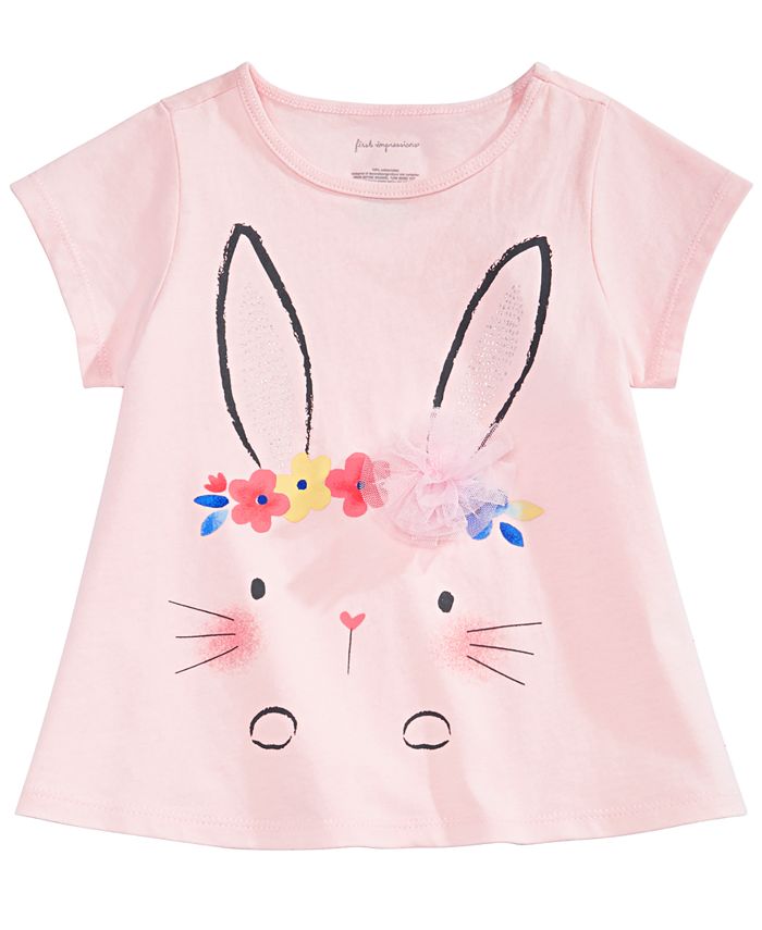 First Impressions Baby Girls Flower Crown Bunny Graphic T-Shirt ...