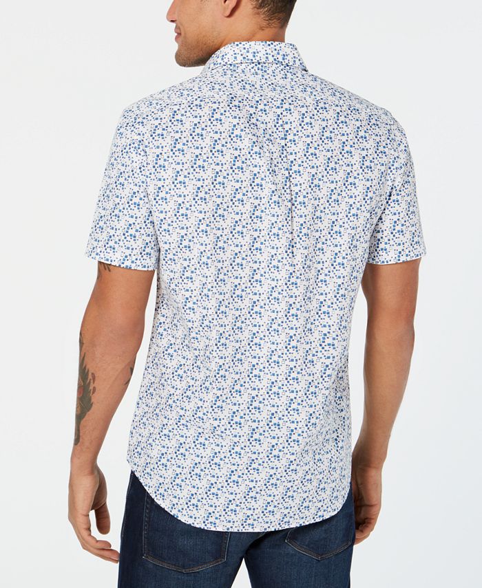 Michael Kors Men's Marco Slim-Fit Geo-Print Shirt - Macy's