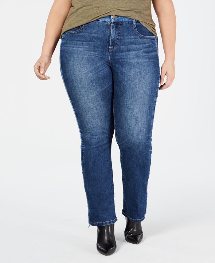 YSJ Plus Size Bootcut Zip-Hem Jeans & Reviews - Jeans - Plus Sizes - Macy's
