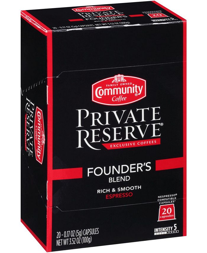 Community Coffee Founder's Blend Espresso Pods, Nespresso OriginalLine