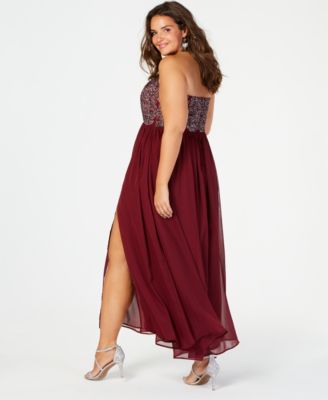 Speechless Trendy Plus Size Caviar Beaded Strapless Gown, Created for Macy's