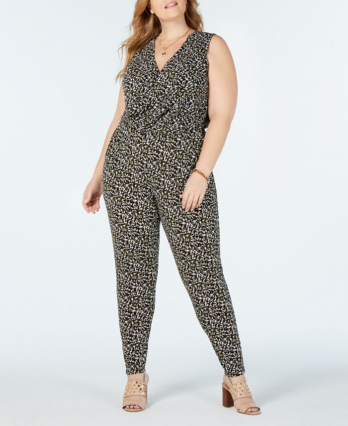 Michael Kors Plus Size Camo-Print Jumpsuit - Macy's