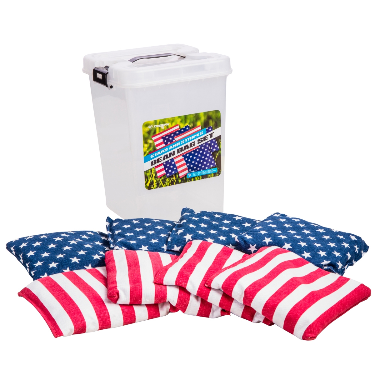 Viva Sol Kids' Triumph Patriotic Stars And Stripes 16 Oz. Replacement Bean Bag Set Includes 8 Heavy-duty Cloth Bean In Multi