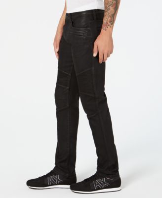 A|X Armani Exchange Armani Exchange Mens Coated Slim-Fit Moto Jeans