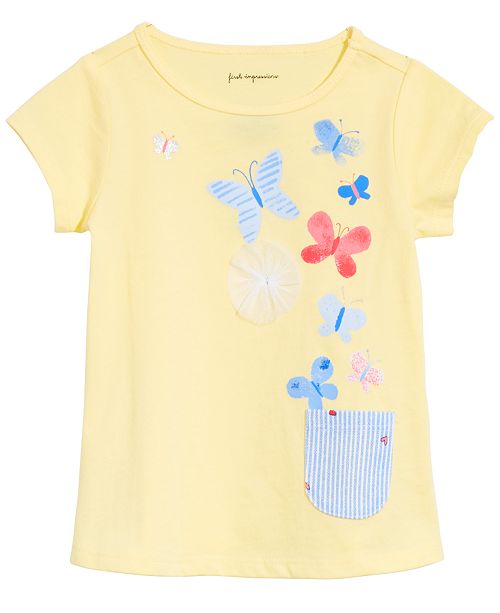 First Impressions Baby Girls Butterfly Print Pocket T Shirt